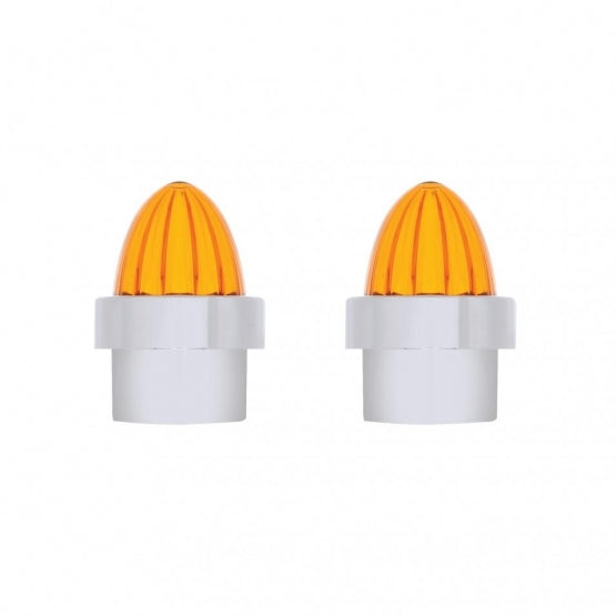 Stainless Bumper Guide Kit With Watermelon Lens Top - Amber Lens (Pair)