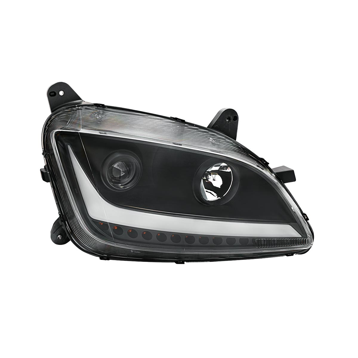 Black Projection Headlight With LED Position & Sequential Signal For 2012-2021 Peterbilt 579- Passenger