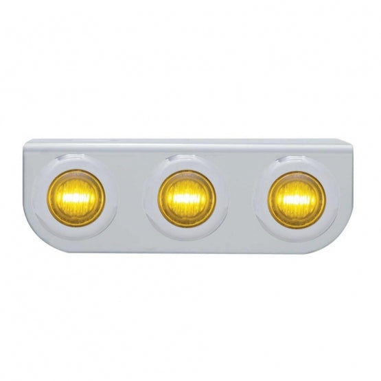 Stainless Light Bracket With 3X 3 LED 3/4" Mini Lights - Amber LED/Amber Lens