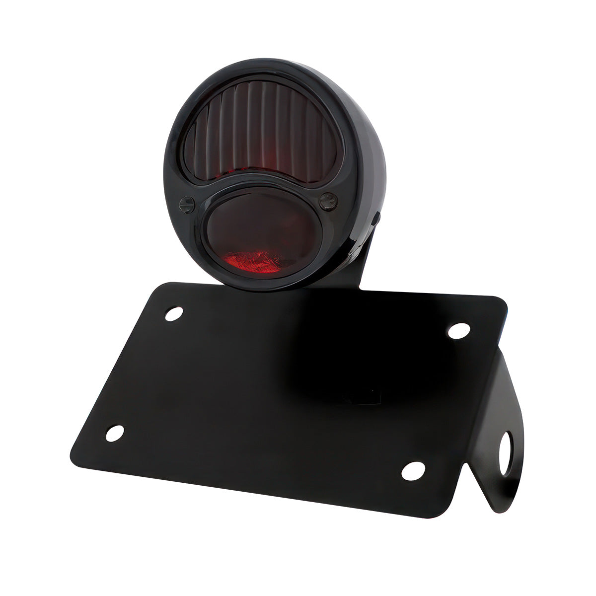 Black 1928 Ford Model A Style Tail Light Assembly With Horizontal Mounting Bracket For Motorcycle