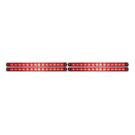 Chrome Top Mud Flap Plate With Four 14 LED 12" Light Bars - Red LED/Red Lens (Each)