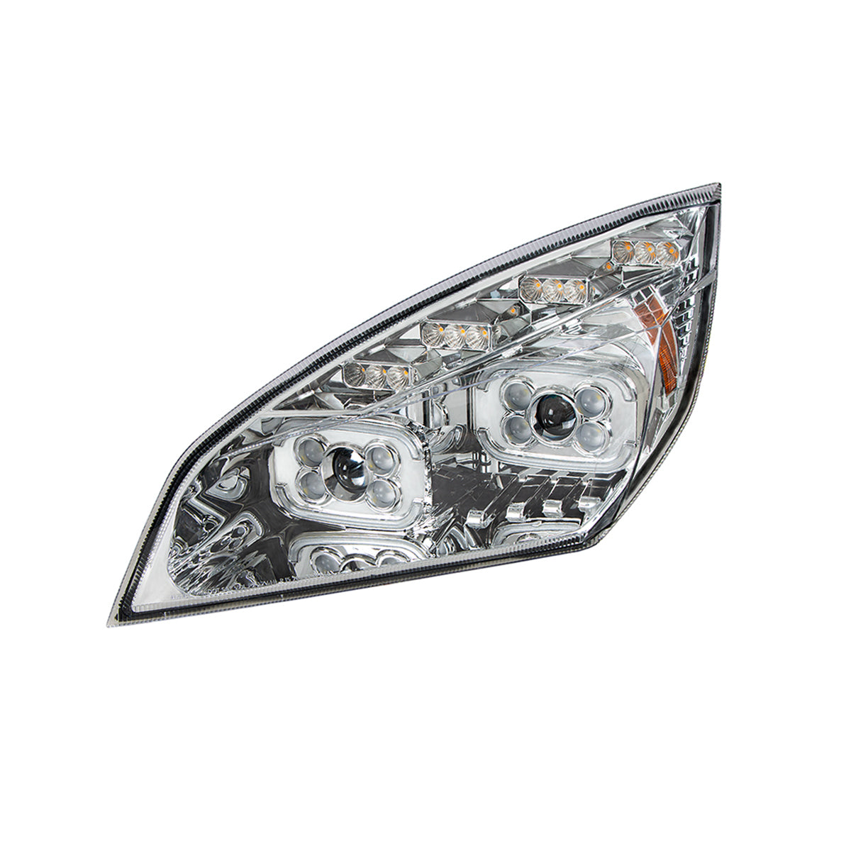 Chrome 10 LED Projector Headlight With LED Sequential Turn & DRL For 2018-2024 Cascadia - Driver