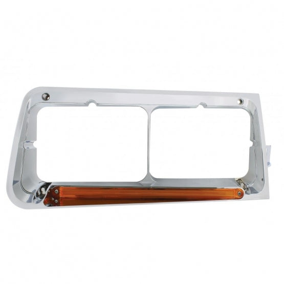24 LED Headlight Bezel With GloLight For 1989-2009 Freightliner FLD - Passenger - Amber Lens