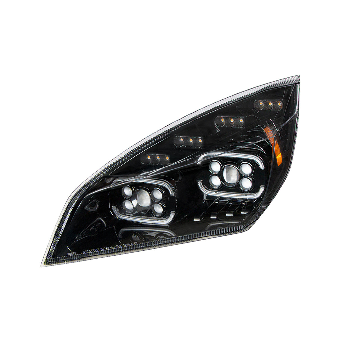 Black 10 LED Projector Headlight With LED Sequential Turn & DRL For 2018-2024 Cascadia - Driver