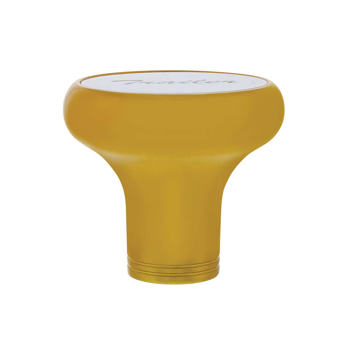Deluxe Aluminum Screw-On Air Valve Knob With Stainless Trailer Plaque - Electric Yellow