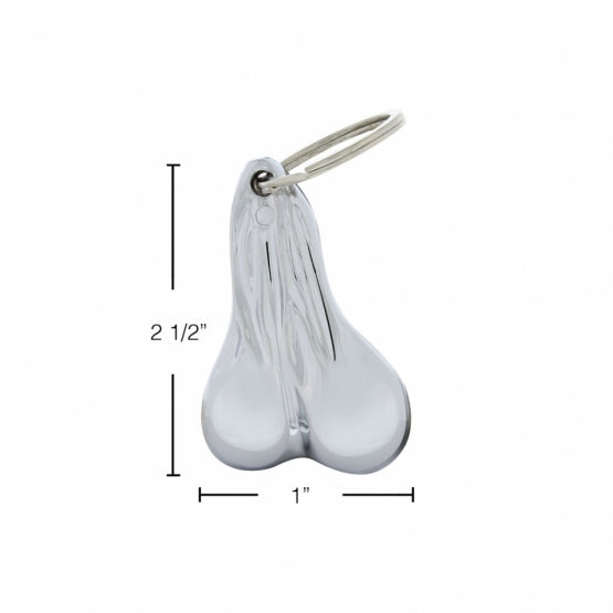 2.5" Small Die-Cast Low-Hanging Balls Novelty Keychain - Chrome