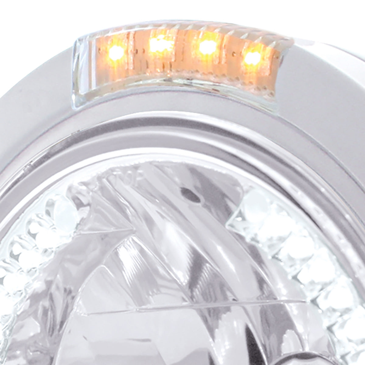 Stainless Steel Bullet Classic Headlight H4 With White LED & Signal - Clear Lens