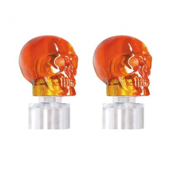 Stainless Bumper Guide Kit With Skull Top - Amber (Pair)