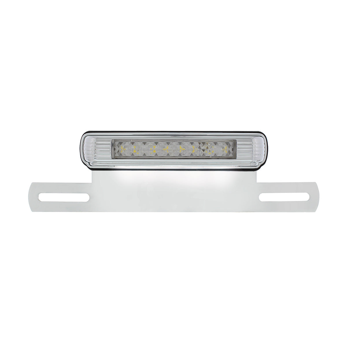 Chrome License Plate Light & Bracket With White LED Backup Light - White LED/Clears Lens
