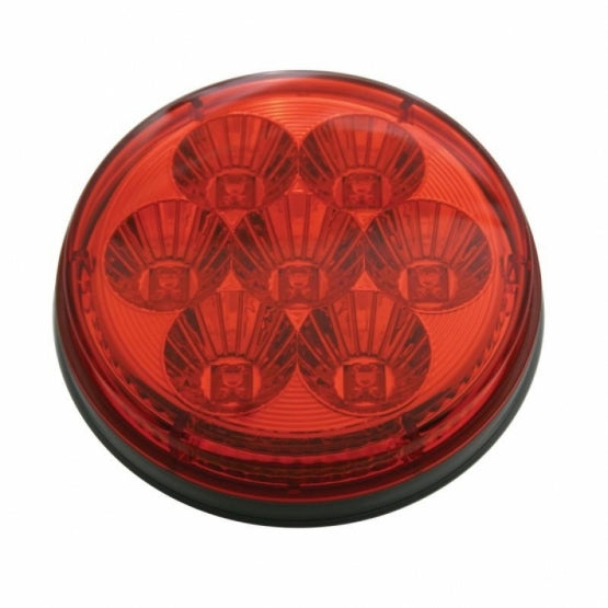 Stainless 1 Piece Rear Light Bar With 6X 7 LED 4" Reflector Lights & Visors - Red LED/Red Lens