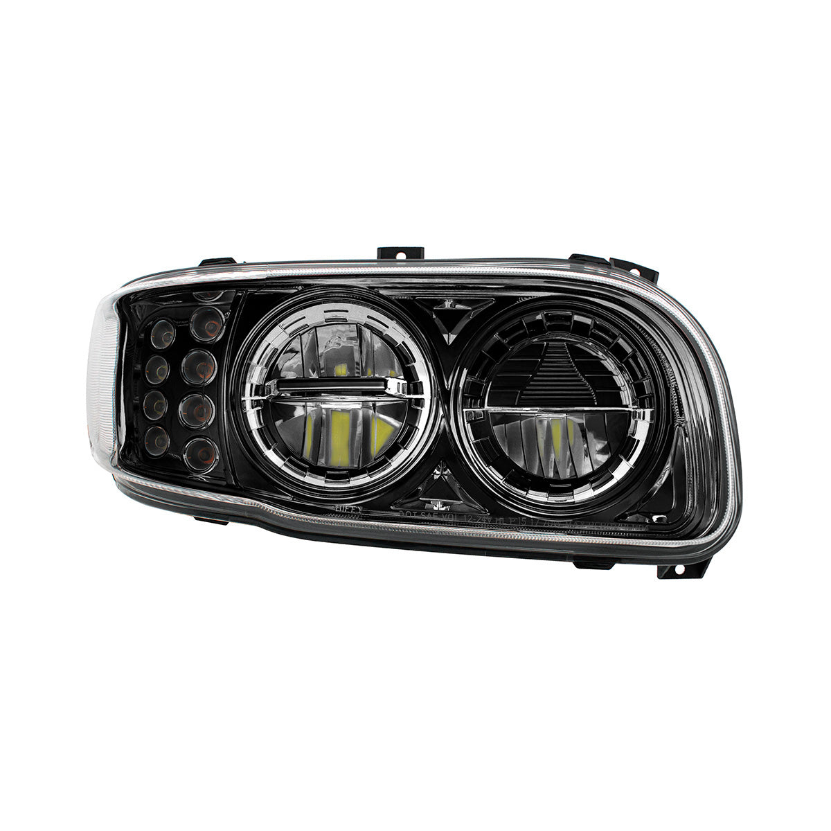 High Power LED Blackout Headlight With 8 LED Turn & 4 LED Position Light For 2008-2024 Peterbilt 389-Passenger