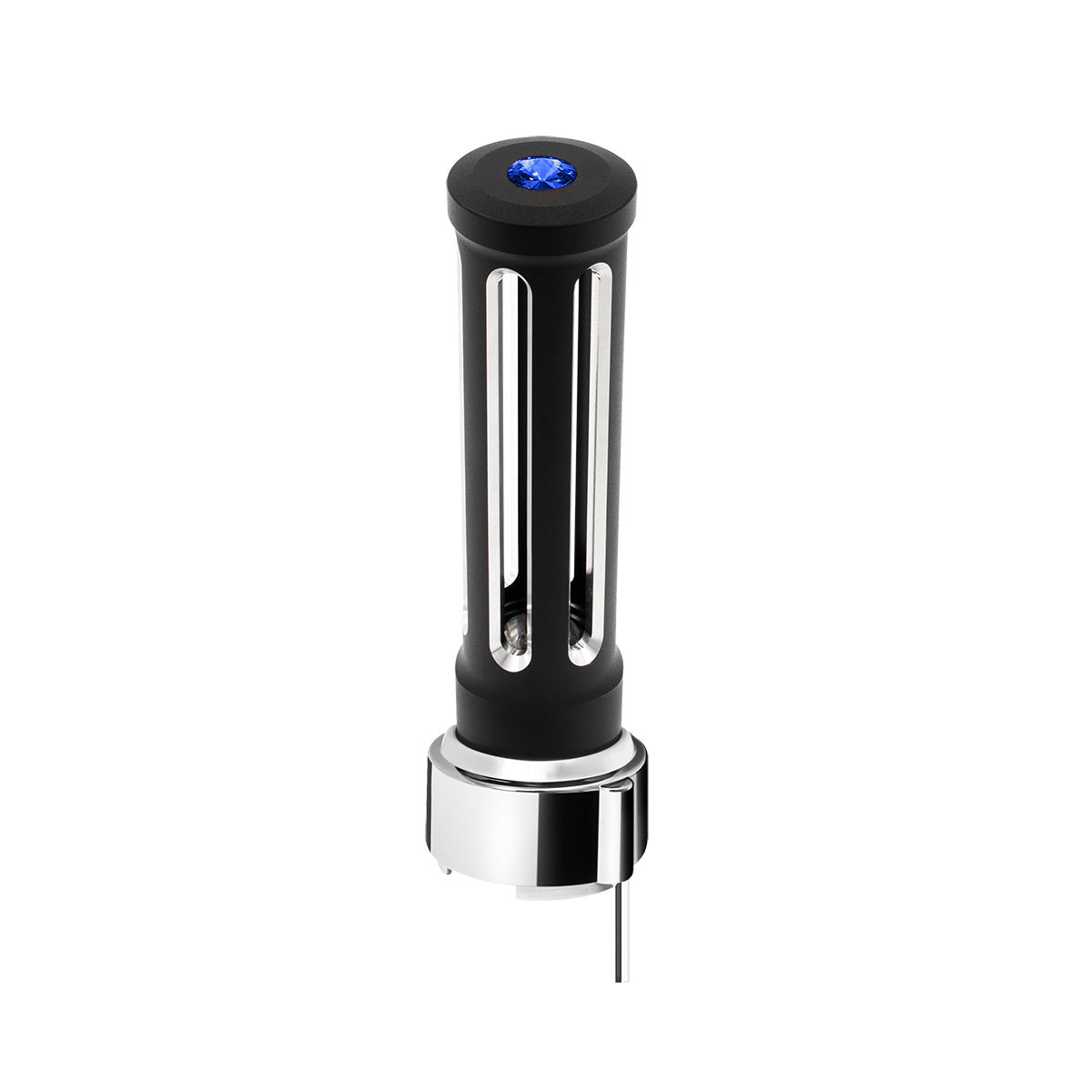 Thread-On Matte Black Sonoma Style Gearshift Knob With LED 9/10 Speed Adapter-Blue Crystal/Blue LED
