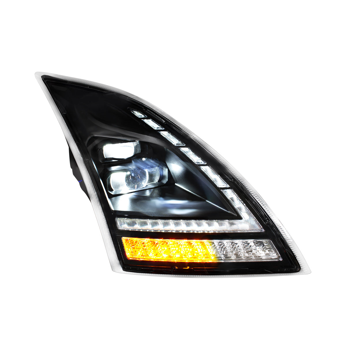 Blackout Full LED Headlight With Switchable Sequential Turn Signal. 2018-2024 Volvo VNL-Passenger