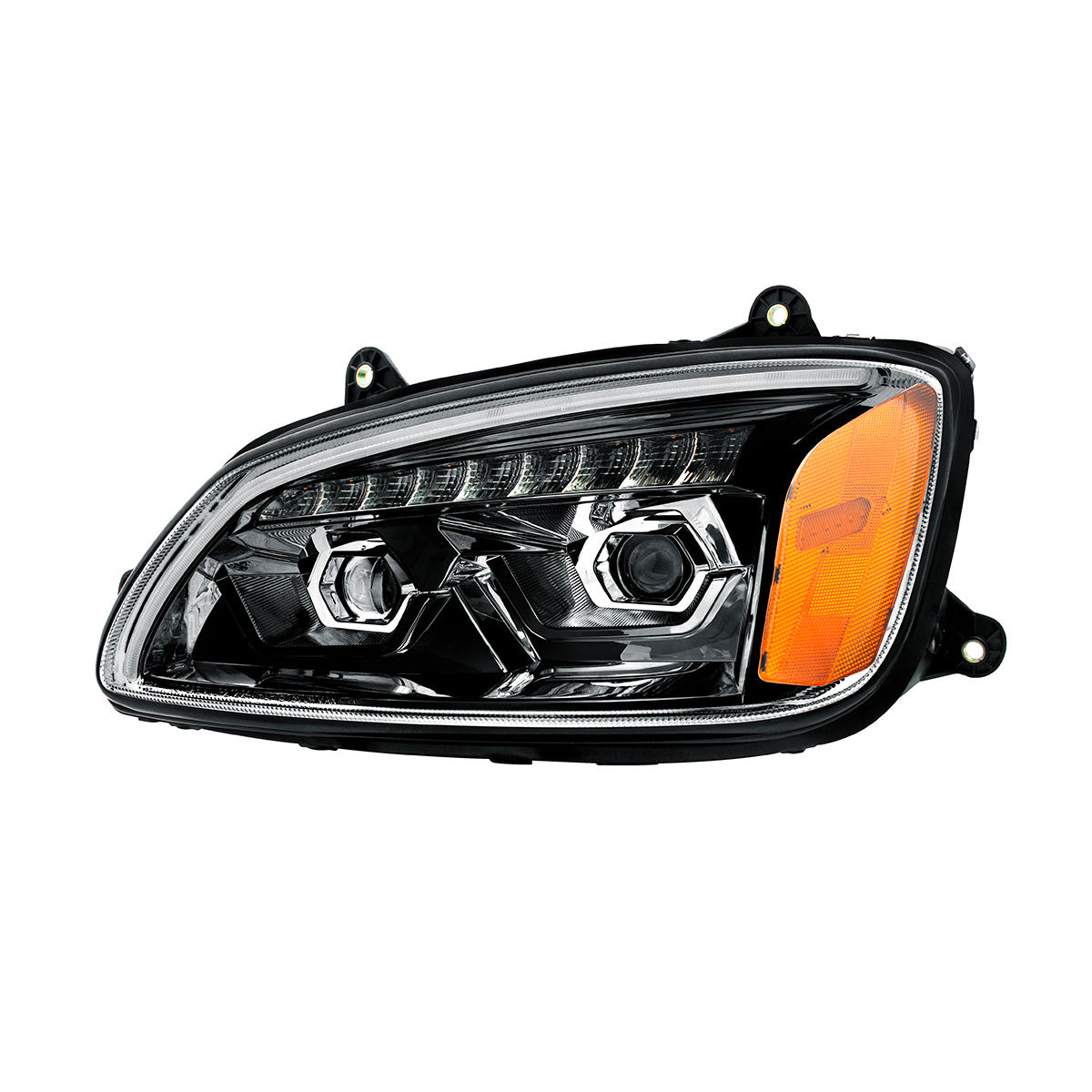 LED Blackout Projection Headlight With Sequential Turn Signal For 2008-2017 Kenworth T660-Driver