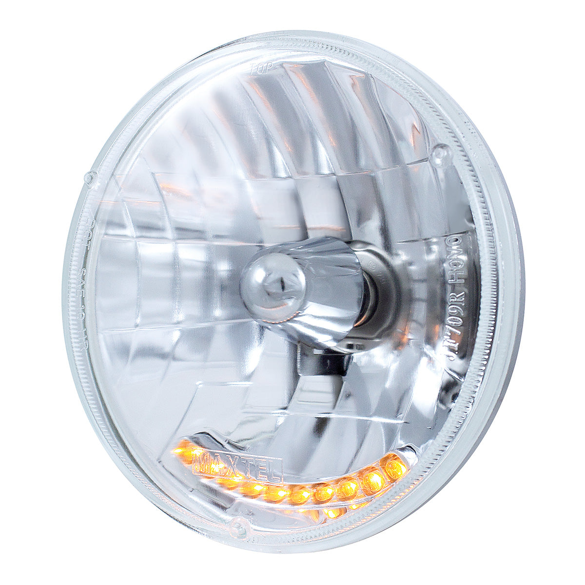 7" Crystal Headlight With 10 Amber LED Position Lights