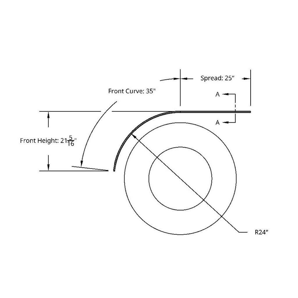 60" 430 Stainless Steel (16ga) Half Fender-SR Series (Pair)