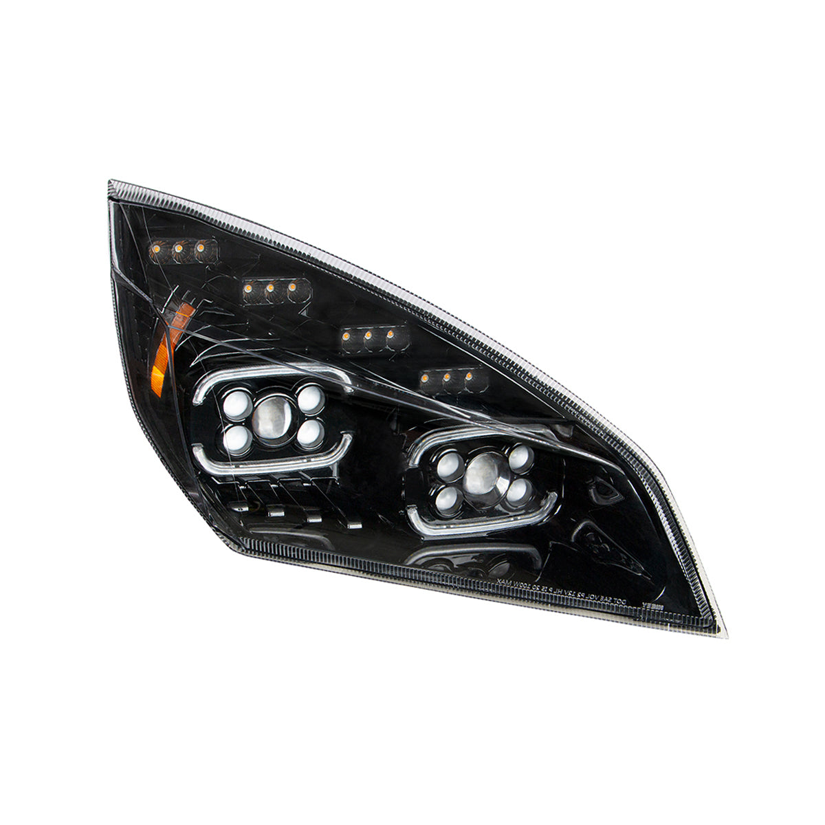 Black 10 LED Projector Headlight With LED Sequential Turn & DRL For 2018-2024 Cascadia - Passenger