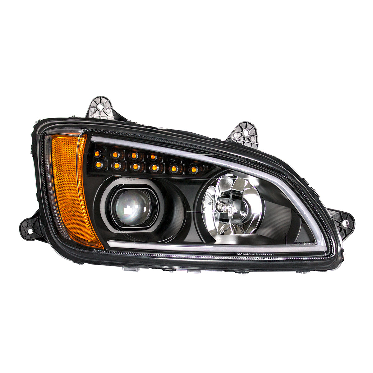 Blackout Projection Headlight With LED Turn Signal & Position Light For 2008-2017 Kenworth T660 - Passenger
