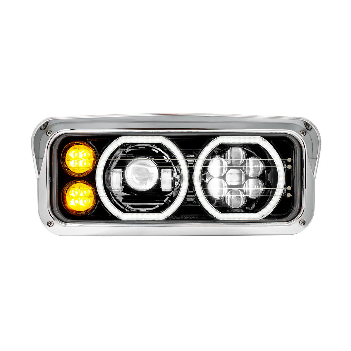 Blackout High Power Heated 10 LED Headlight With LED Turn & DRL-Passenger