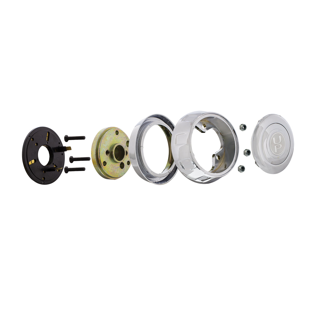 Chrome Steering Wheel Hub & Horn Button Kit For 1997-2001 Kenworth Trucks