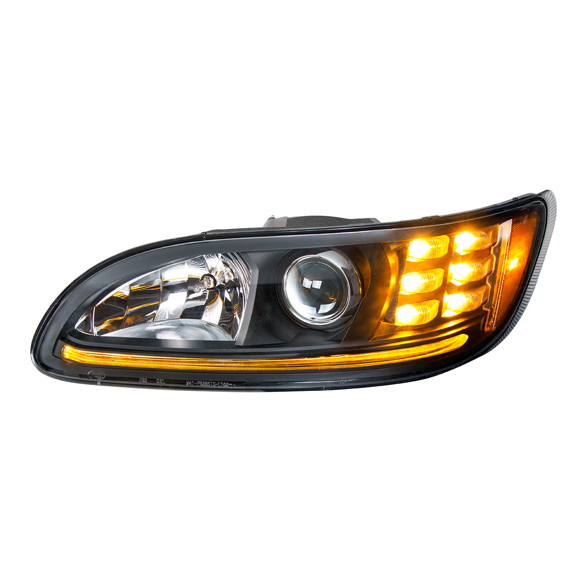 "Blackout" Projection Headlight With LED Turn & Position Light for 2005-2015 Peterbilt 386- Driver