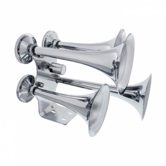 4 Trumpets Air Powered Chrome Train Horn - Competition Series