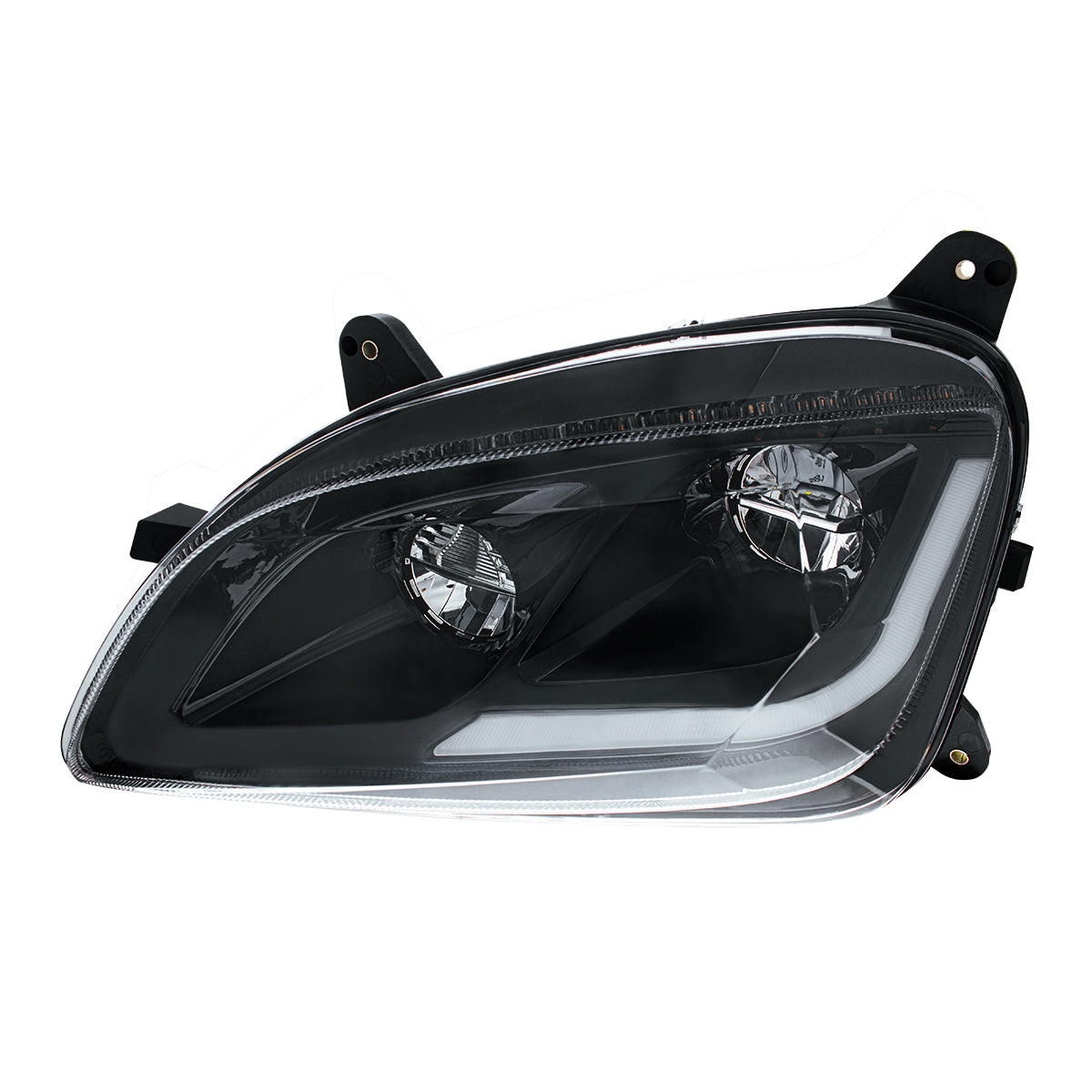 Black LED Headlight W/Sequential LED Turn Signal For Peterbilt 579 (2012-21) & 587 (2010-16) - Driver