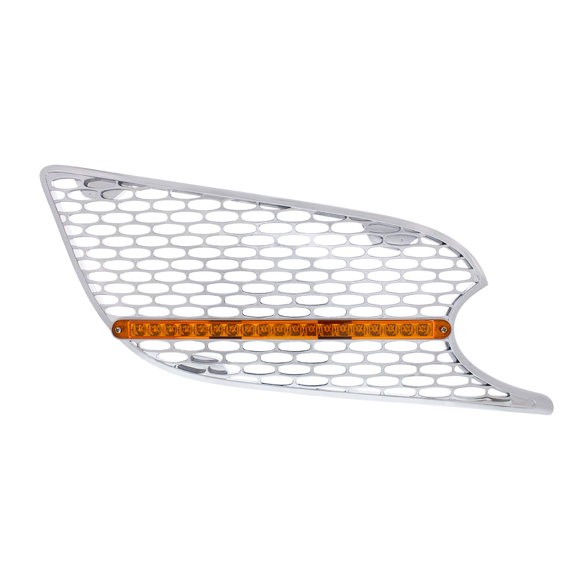 Chrome Air Intake Grille W/Reflector LED Light For 2012-2021 Peterbilt 579 (Passenger) - Amber LED/Amber Lens