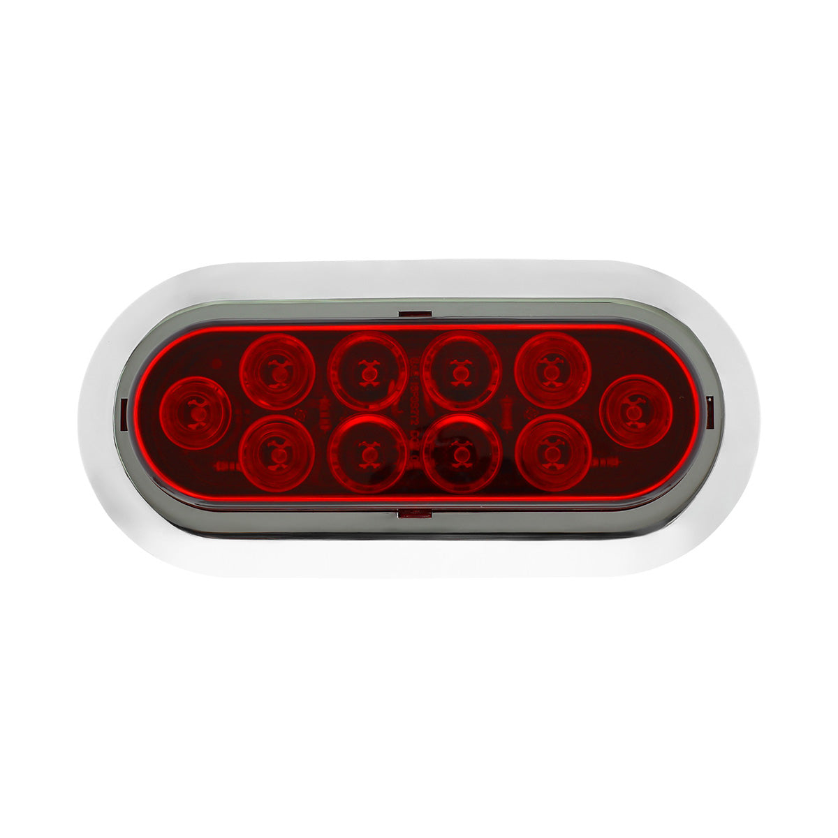 10 LED 6" Oval Light With Bezel (Stop, Turn & Tail) - Red LED/Red Lens