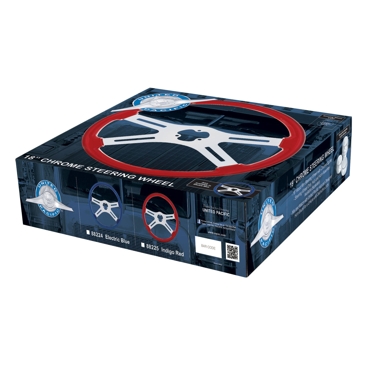 18" Color 4 Spoke Steering Wheel - Indigo Red