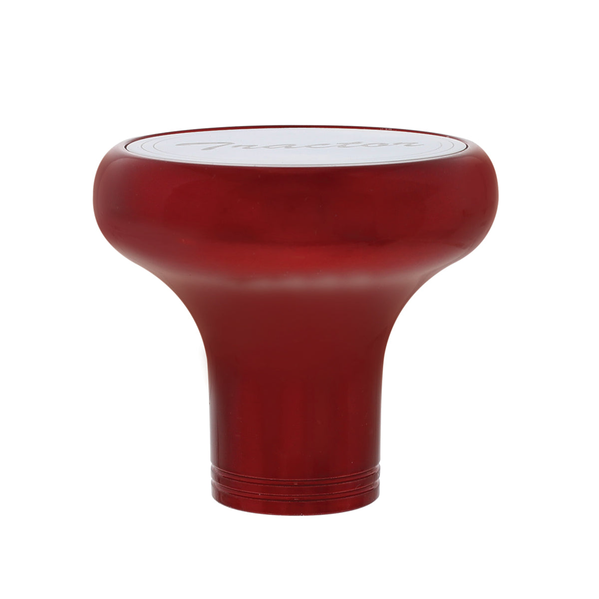 Deluxe Aluminum Screw-On Air Valve Knob With Stainless Tractor Plaque - Candy Red