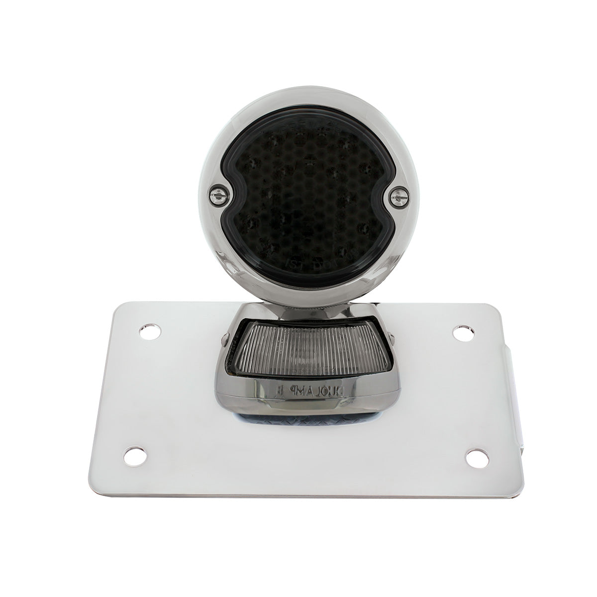 Chrome Horizontal Side Mount License Bracket For Motorcycle With 1933-36 Ford Style LED Tail Light