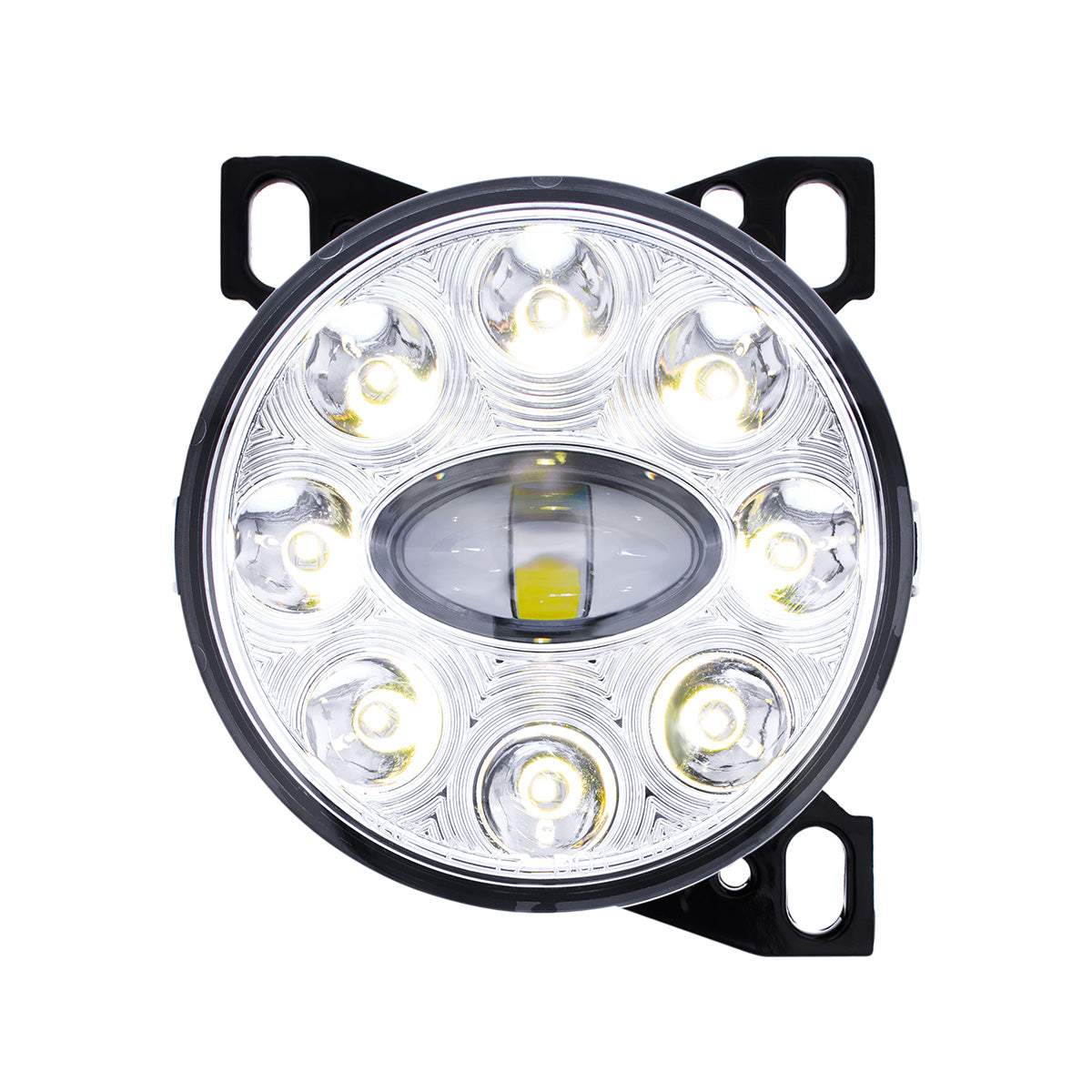 9 LED Projector Fog Light With LED Position Lights For Peterbilt 579/587 & Kenworth T660 - Chrome
