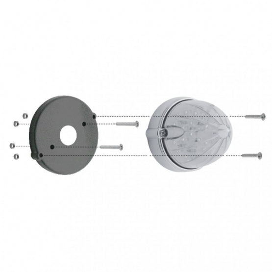 Chrome LED Light Flush Mount Base For Grakon 1000 Style Lights (Bulk)