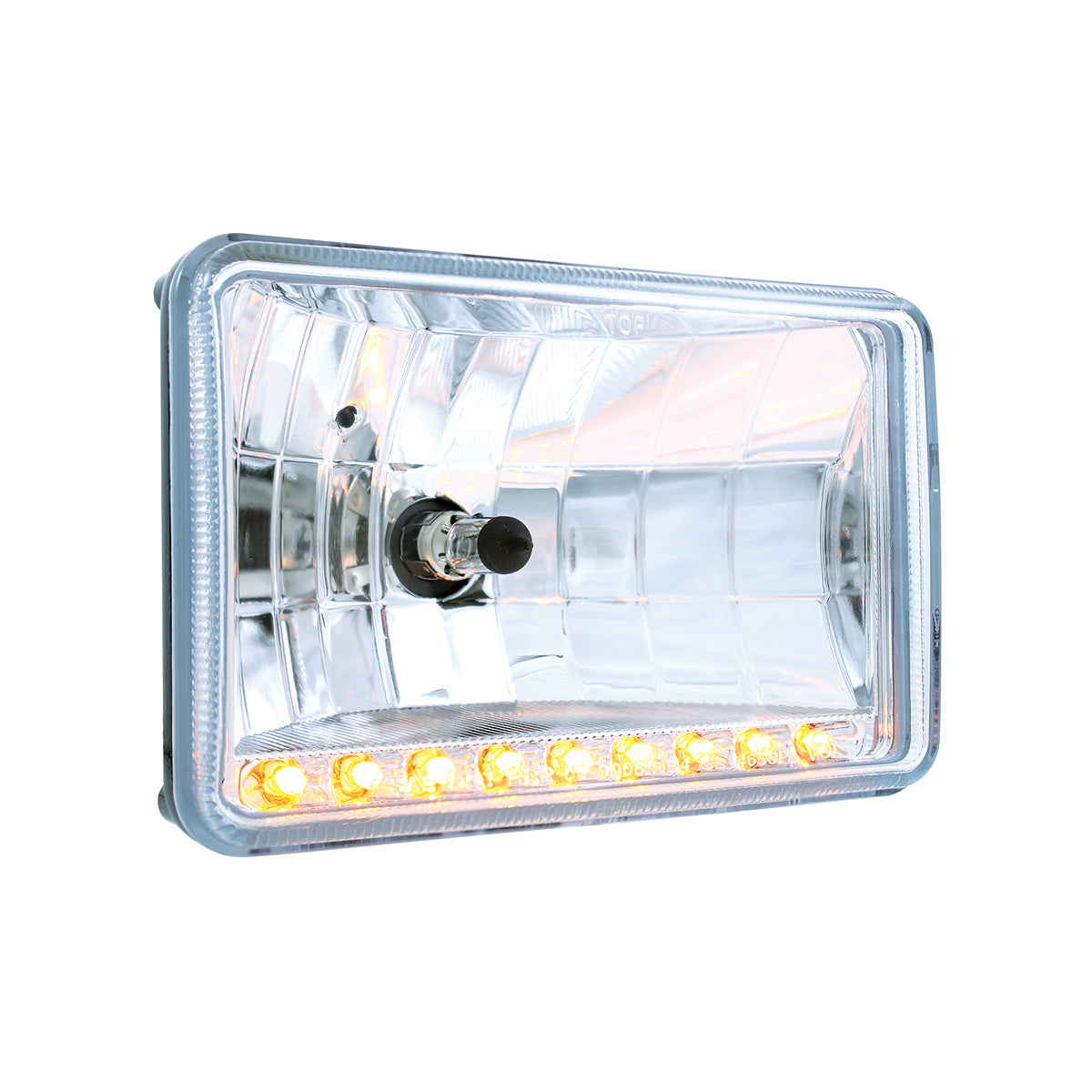 4" X 6" Crystal Headlight With 9 Amber LED Position Light - Low Beam