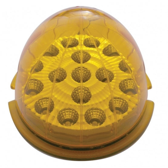 17 LED Watermelon Clear Reflector Flush Mount Kit With Low Profile Bezel - Amber LED/Amber Lens