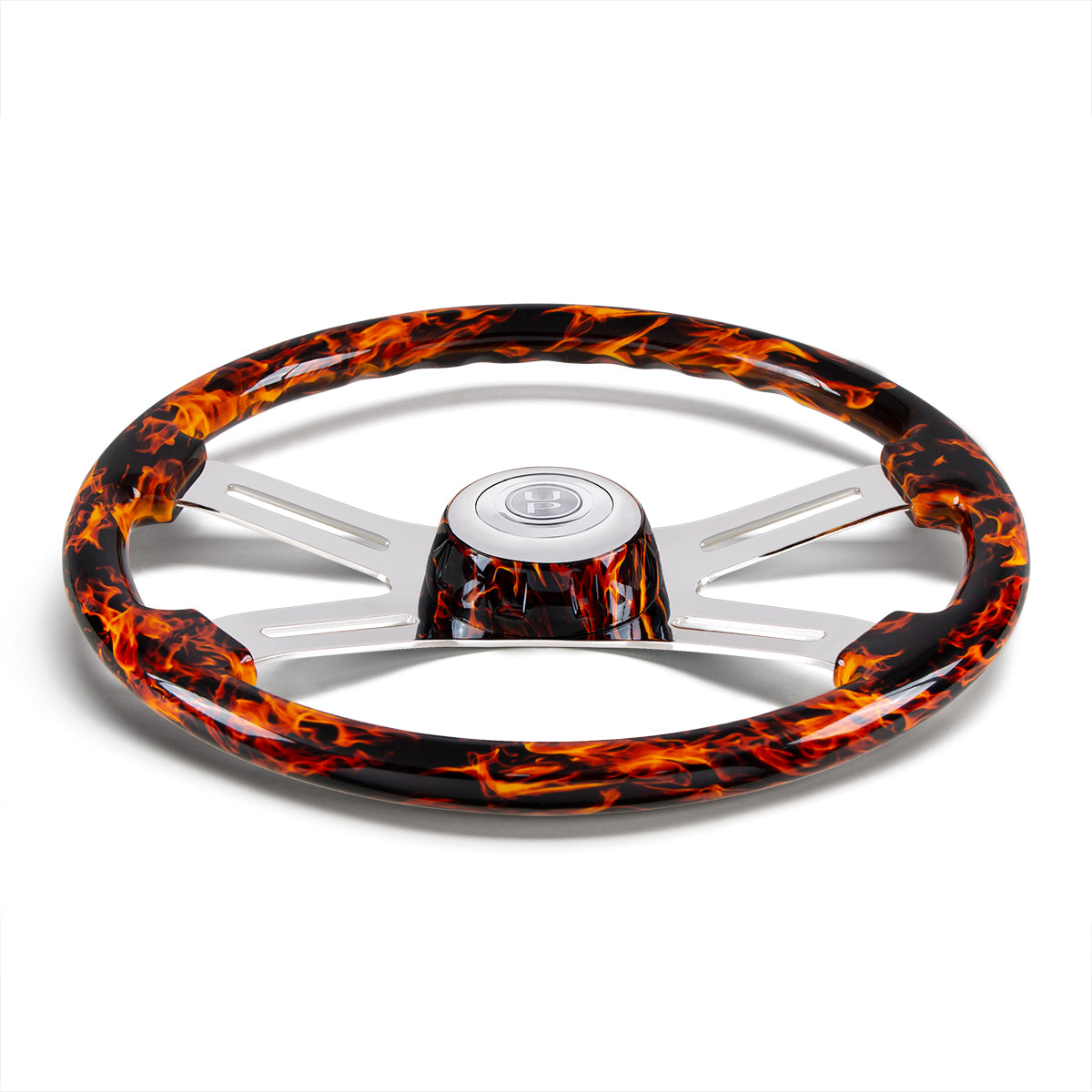 18" Flame Steering Wheel With Matching Flame Bezel
