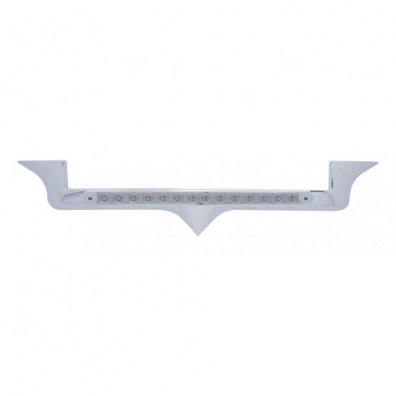 Chrome Hood Emblem Trim With 14 LED Light Bar For Kenworth - Red LED/Clear Lens