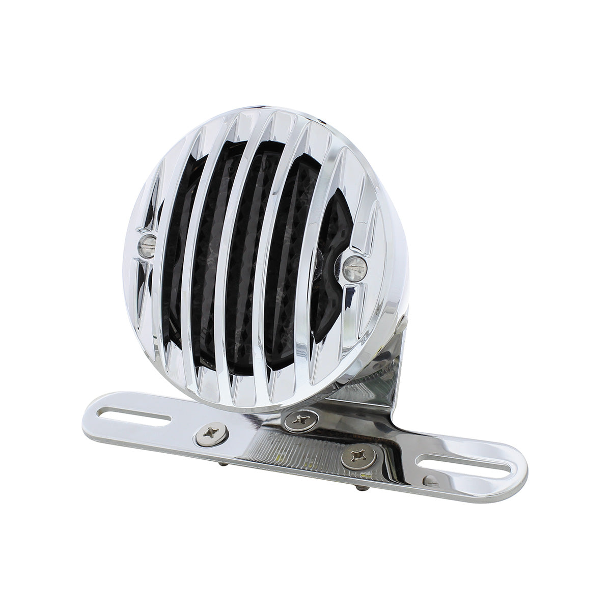 Motorcycle LED Rear Fender Tail Light With Chrome Grille Bezel - Smoke Lens
