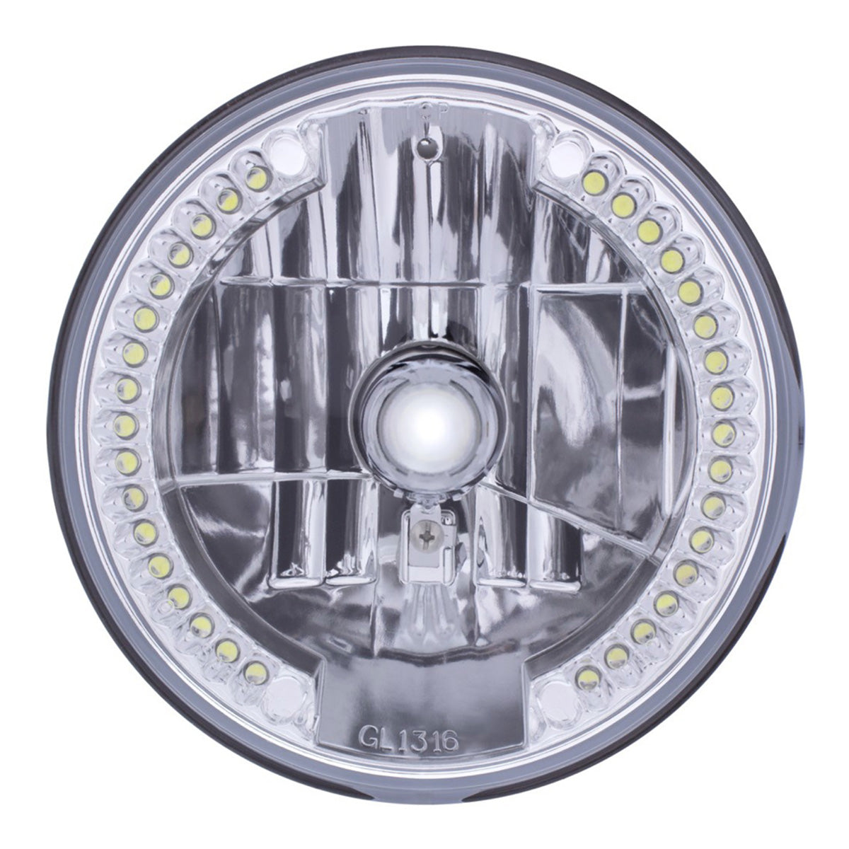 7" Crystal Headlight With 34 White LED Position Light