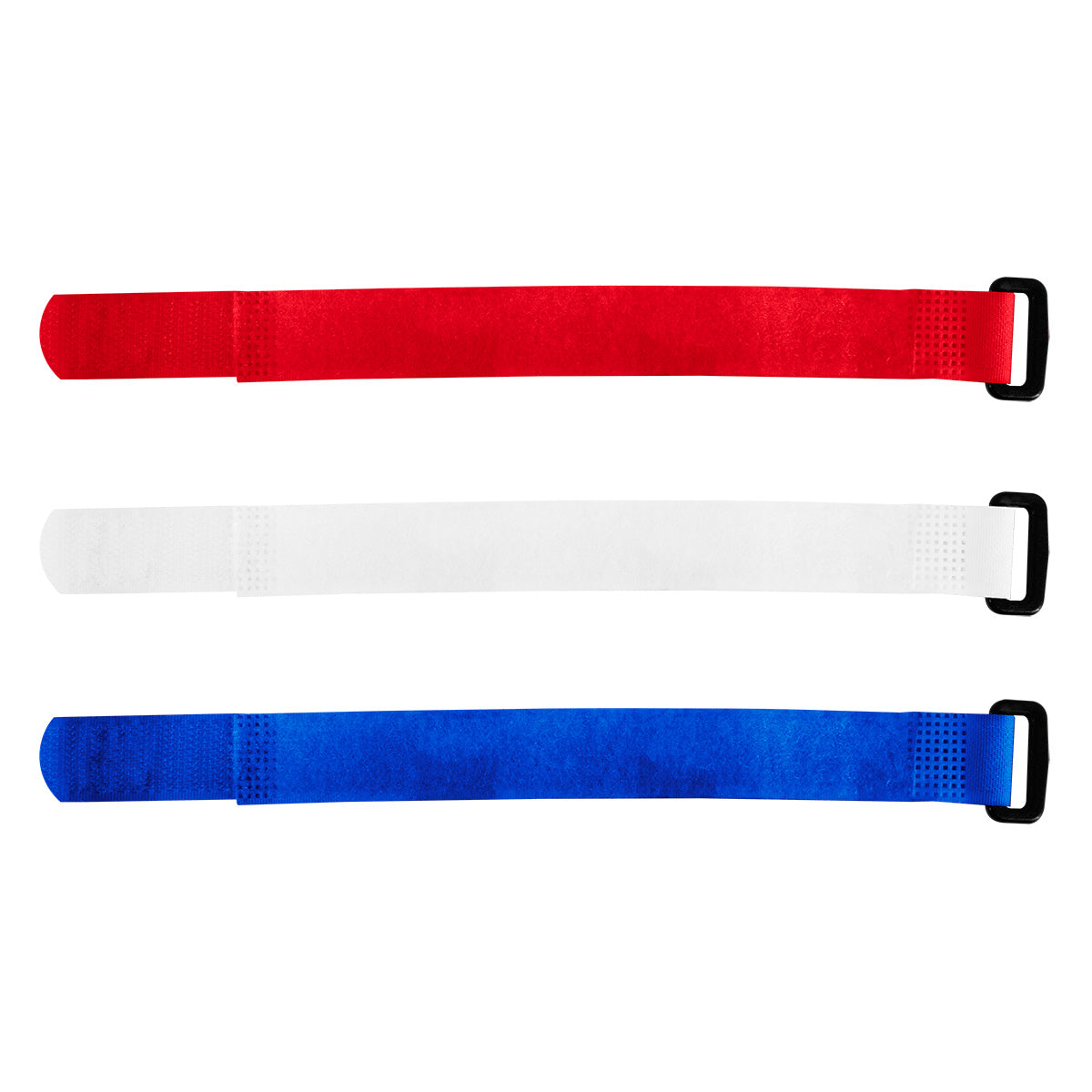 8" x 3/4" Red,White,Blue Hook & Loop Velcro Strip-Tie Fasteners with Buckle (8-Pack)