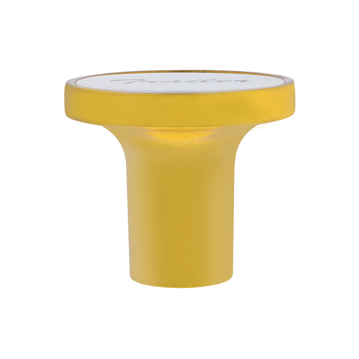 Aluminum Screw-On Air Valve Knob With Stainless Trailer Plaque - Electric Yellow