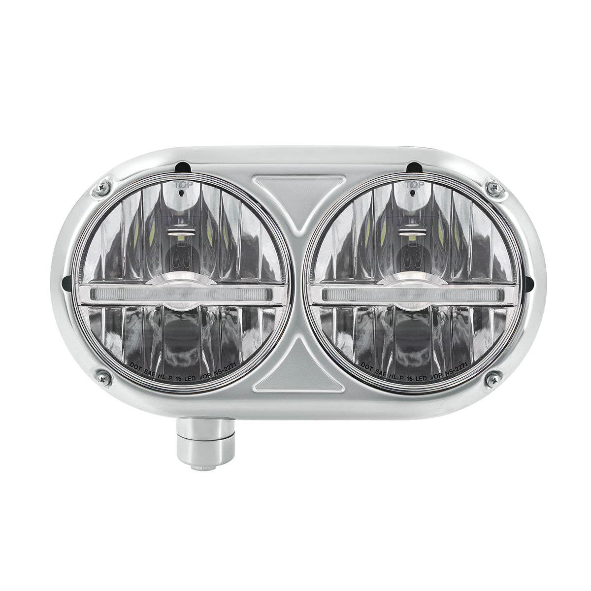 Headlight Assembly With 304 SS Housing & LED Headlights W/Amber LED Position Light For Peterbilt 359 - Driver