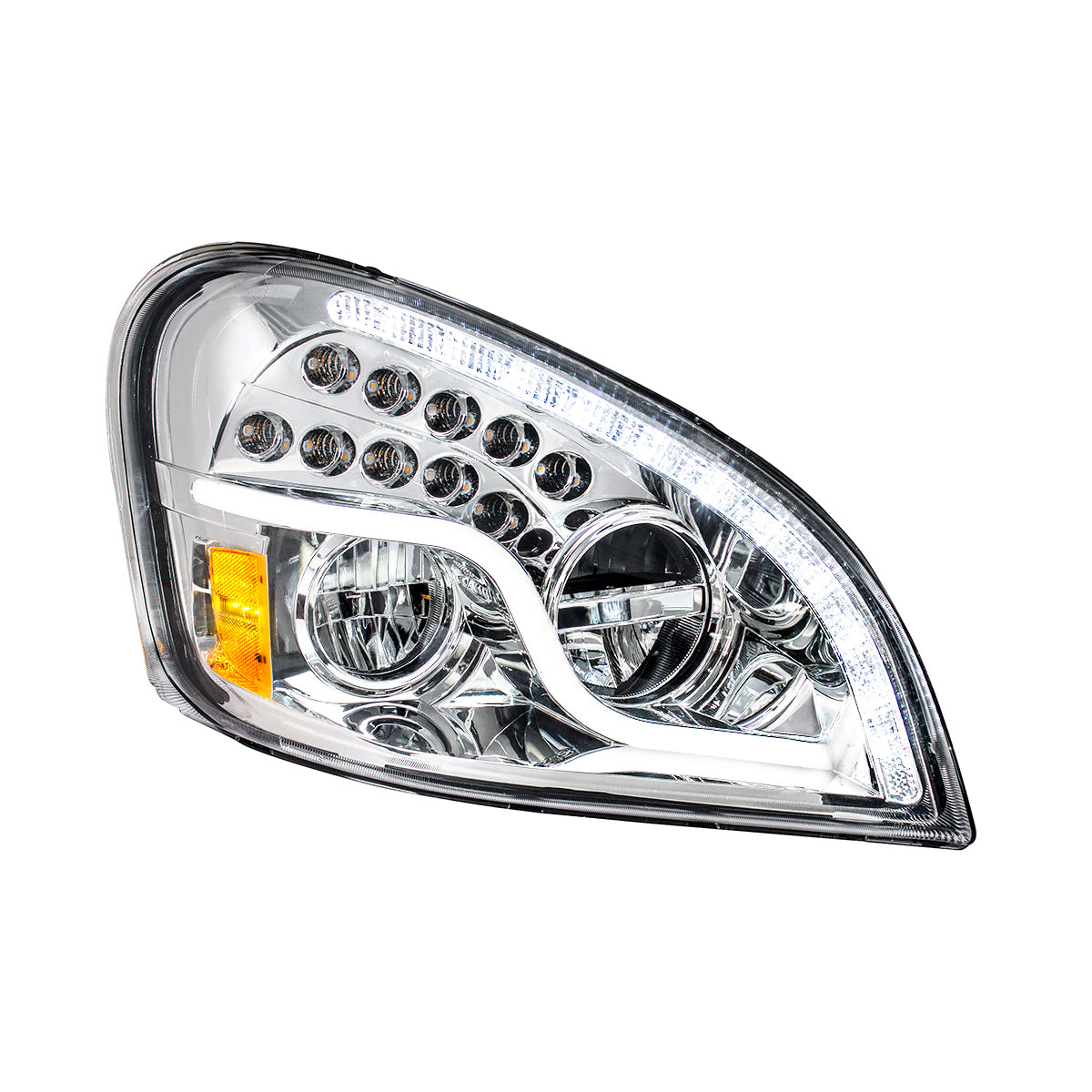 High Power LED Chrome Headlight With LED DRL & LED Turn Signal For 2008-2017 FL Cascadia - Passenger