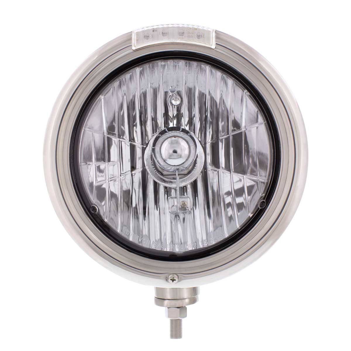 Stainless Steel Classic Headlight Crystal H4 Bulb & LED Turn Signal - Clear Lens