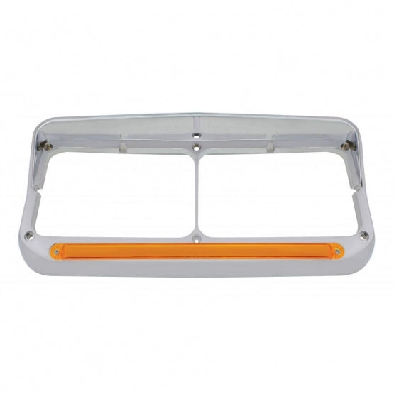 24 LED Rectangular Dual Headlight Bezel With Visor & GloLight - Amber LED/Amber Lens