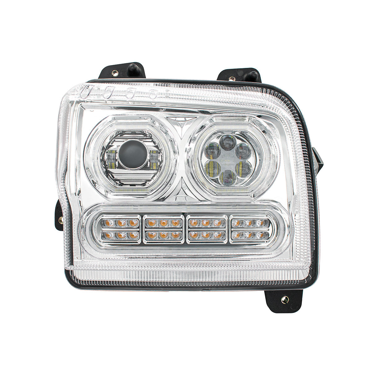 High Power 10 LED Chrome Headlight With 24 LED Turn & 100 LED Halo For 2019-2024 Kenworth W990-Passenger