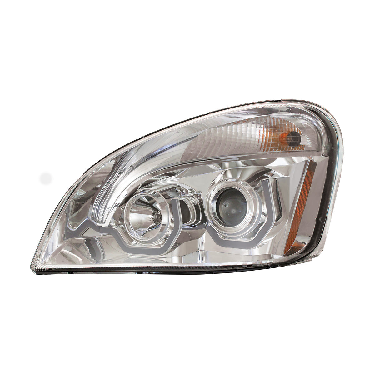 Chrome Projection Headlight With White LED Position Light For 2008-2017 Freightliner Cascadia - Driver