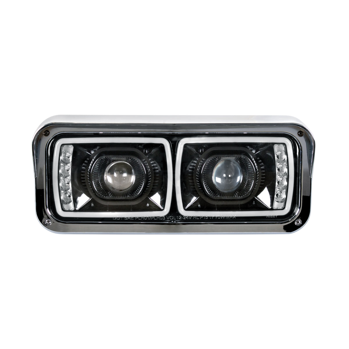 High Power LED "Blackout" Projection Headlight With LED Turn Signal & Position Light Bar - Passenger