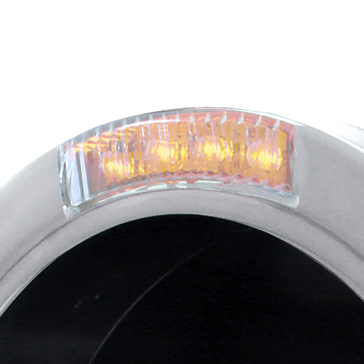 Stainless Steel Bullet Half Moon Headlight No Bulb With LED Turn Signal - Clear Lens